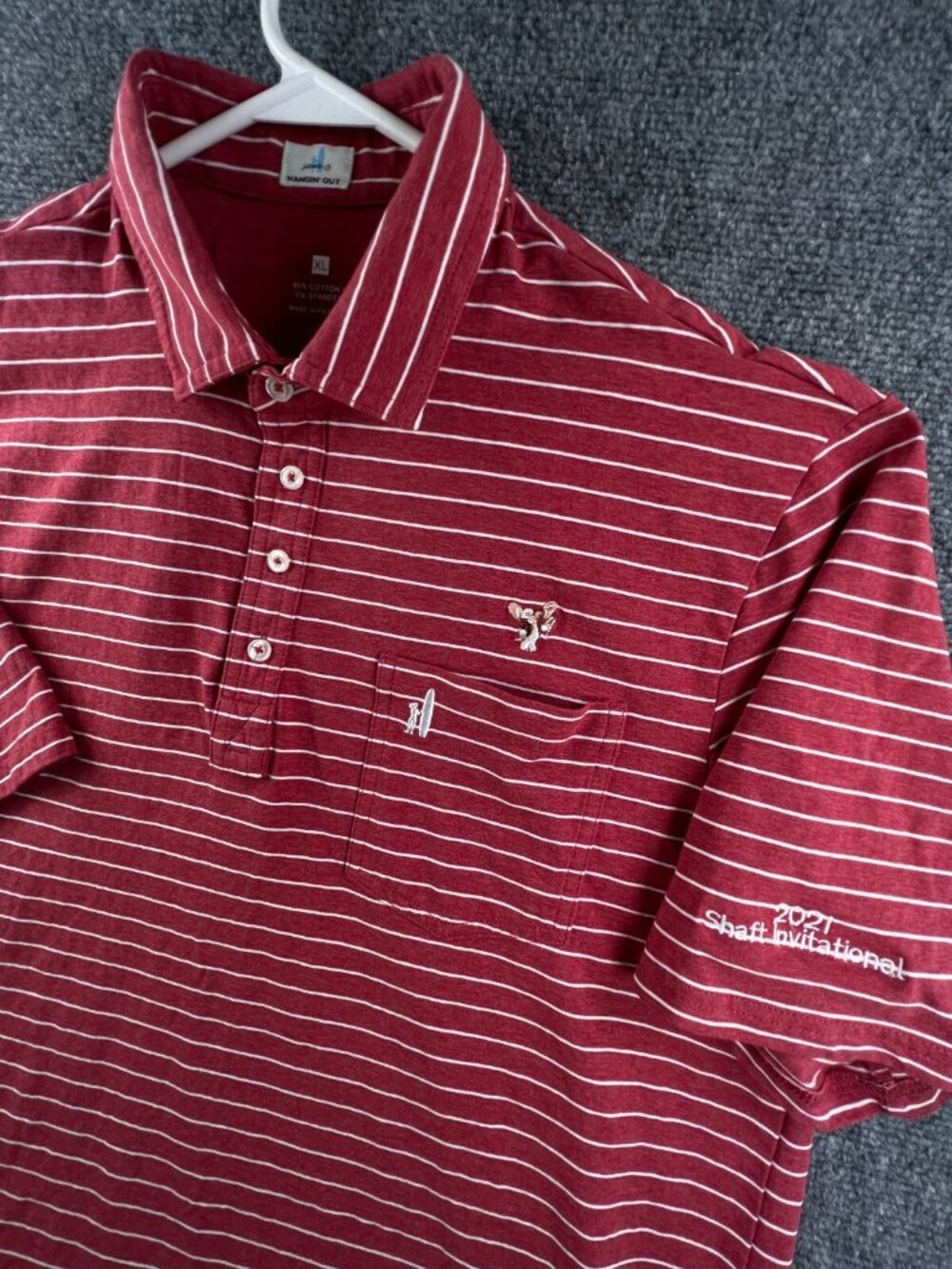 Johnnie-o Hanging Out Striped Red White Polo XL Cotton Spandex Short Sleeve